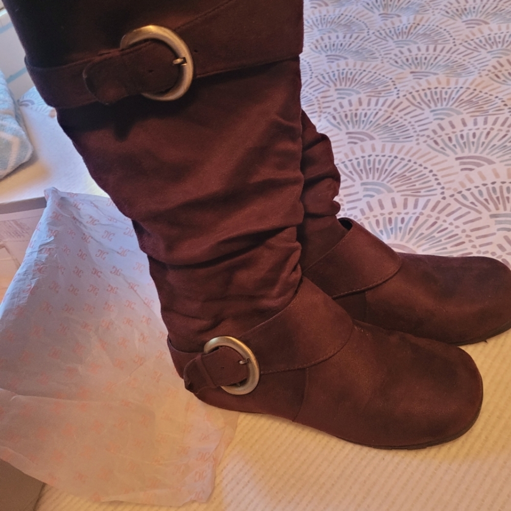 Wide calf brown boots